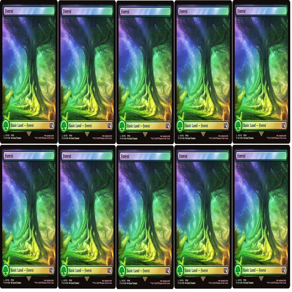 10x Magic The Gathering Final Fantasy Surge FOIL Full Art Lands - MTG - (Forest #576 (Surge Foil))