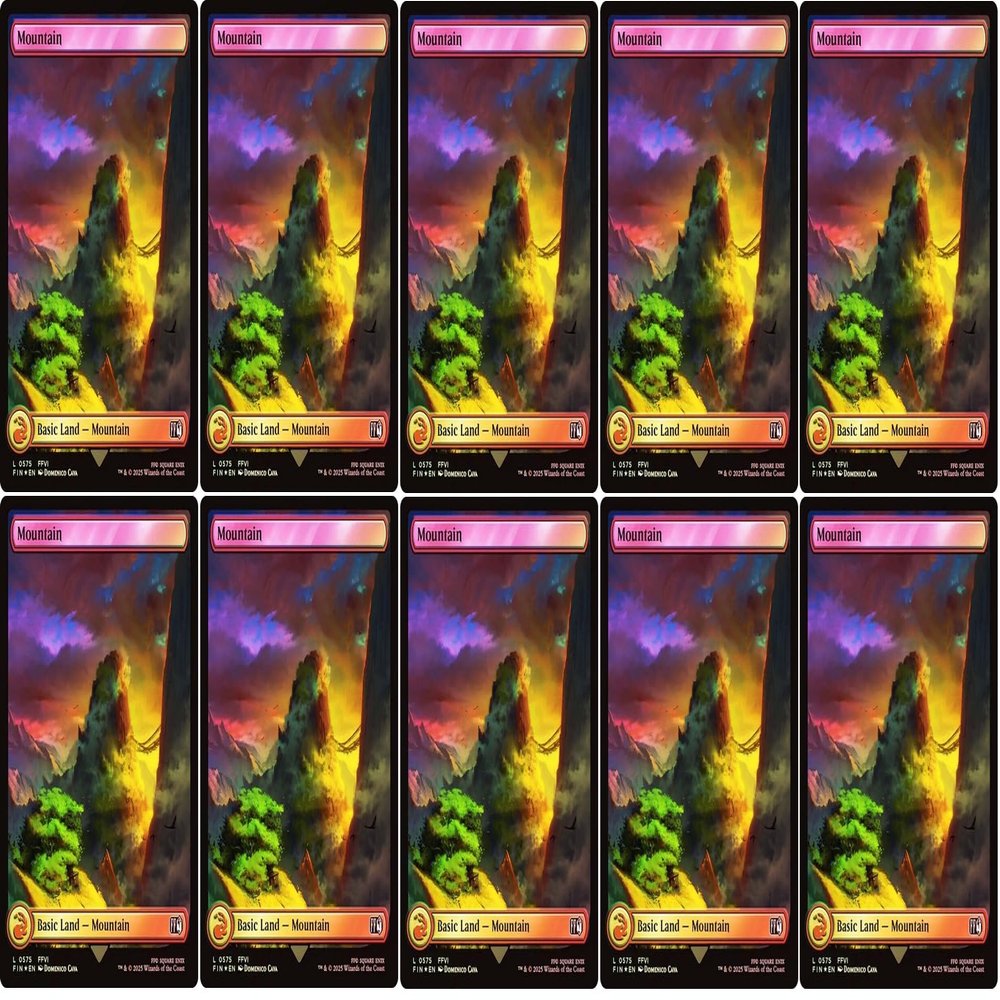 10x Magic The Gathering Final Fantasy Surge FOIL Full Art Lands - MTG - (Mountain #575 (Surge Foil))