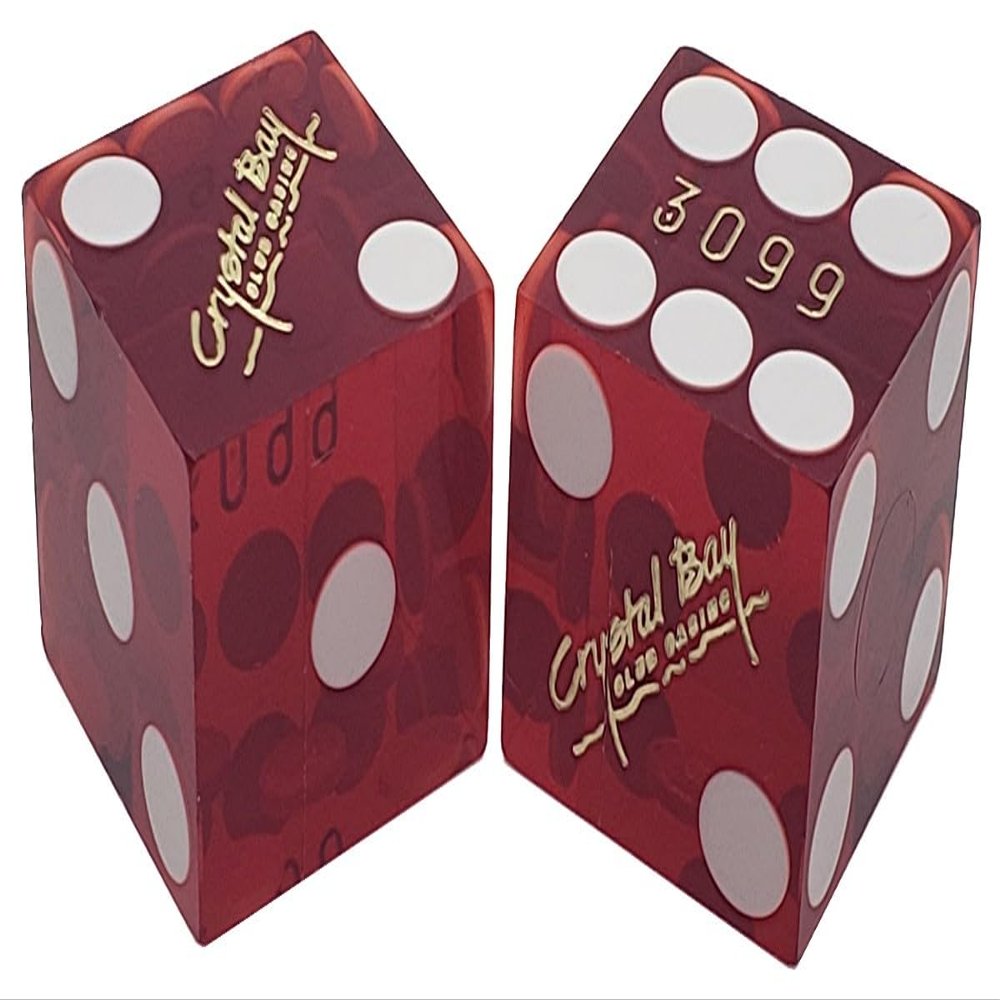 Authentic Nevada Craps Dice - Wide Selection Genuine Casino Table-Played Dice Pairs from Lake Tahoe, Reno & Other Nevada Destinations (Matching, Lake Tahoe Crystal Bay Club - Dark Red Polished)