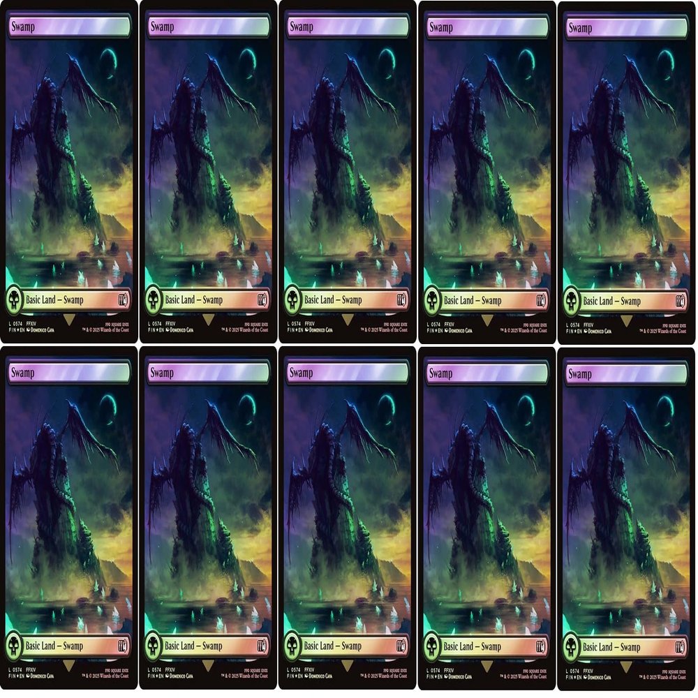 10x Magic The Gathering Final Fantasy Surge FOIL Full Art Lands - MTG - (Swamp #574 (Surge Foil))