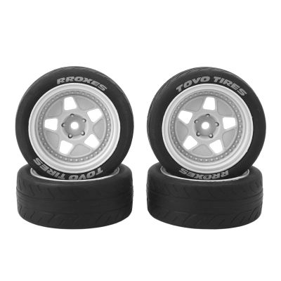 RiToEasysports RC Tires, Slick Surface Drift Performance Wheels, 4 Pack White for 1:10 Scale Racing Drift Cars Enthusiasts Track Hobbyists
