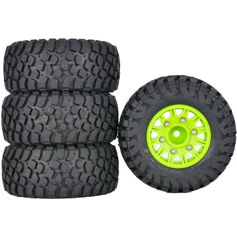 4pc 112mm 1/8 1/10 Short Course Truck Tire Tyre with 12mm 14mm 17mm Wheel Hex Compatible with Slash ARRMA SENTON HSP HPI(Green)