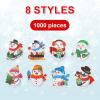 1000pcs Self-Adhesive Snowman Stickers, 2 Rolls 8 Assorted Designs Christmas Stickers Holiday Seal Labels for Envelopes Gifts Party Decorations Kids Crafts view 3