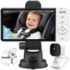 GHB Wireless Baby Car Camera 5" HD, 3500mAh Baby Monitor 2000mAh Camera Non WiFi, Temperature Alert, 720P Night Vision VOX Mode, 360 Rotatable Rear Facing Monitor Baby Essentials Gifts for Home Pets view 1