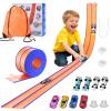 Flexible Race Track Toys for Kids  15ft Roll-Up Car Racetrack with Suction Cups | Portable DIY Road Playset Compatible with 1:64 Scale Diecast Cars | Christmas Birthday Gifts for Boys & Girls Aged 3+ view 1