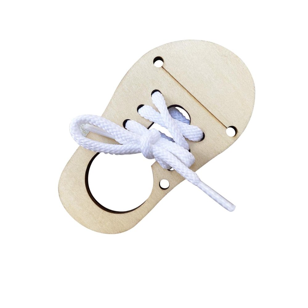 blloocod Wooden Montessori Busy Board for Kids Learn to Tie Shoes Activity Toy with Laces for Preschool Children