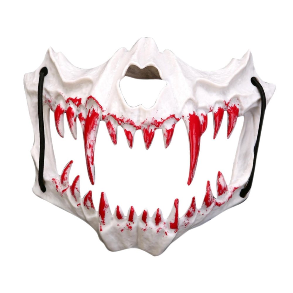 blloocod White Skeleton Half Mask for Halloween Parties, Cosplay Events, and Night Club Role Play with Adjustable Headband