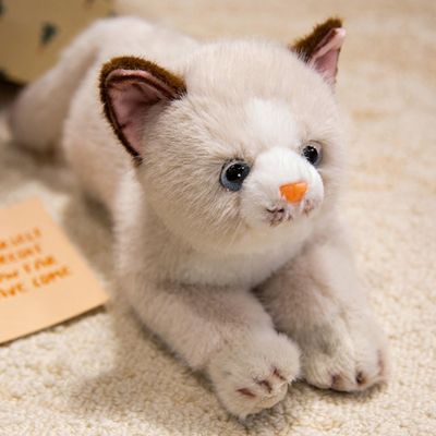 18 Inch Cat Stuffed Animals,Realistic Plush Throw Pillow,Soft Kawaii Kitty Plush Toy Gift for Kids Boys Girls (Off-White)