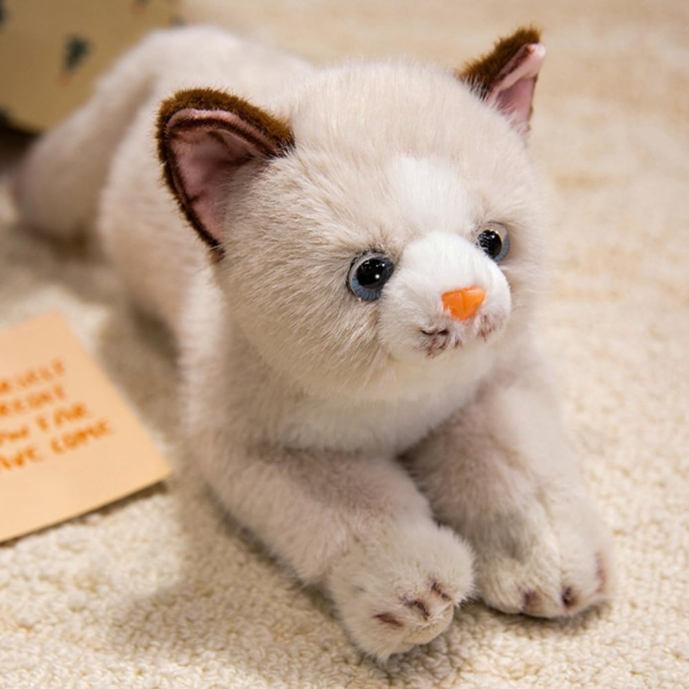 18 Inch Cat Stuffed Animals,Realistic Plush Throw Pillow,Soft Kawaii Kitty Plush Toy Gift for Kids Boys Girls (Off-White)