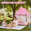 Chapou Pink Kids Play Tent with 4pcs Flower Pillow Daisy Pillow Decoration, Indoor/Outdoor Princess Castle Playhouse Tent for Girls Birthday Fairy Tale Theme Playhouses Children's Rooms Kindergartens view 4