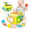 7-in-1 Activity Cube Drum Montessori Toys for Baby, Busy Toys for Toddlers with 9 Sensory Shape Blocks, Music & Light Educational Toys Christmas Birthday Gifts for Kids Boys Girls view 1