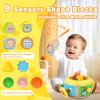 7-in-1 Activity Cube Drum Montessori Toys for Baby, Busy Toys for Toddlers with 9 Sensory Shape Blocks, Music & Light Educational Toys Christmas Birthday Gifts for Kids Boys Girls view 4