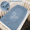 PET REJOIR 2 Pack Dusty Blue Muslin Crib Sheets for Boys & Girl- Neutral Breathable Cotton Crib Mattress Sheets Fitted for Standard 28"x 52"- Nursery Dcor No Slip Crib Bed Sheets view 2