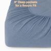 PET REJOIR 2 Pack Dusty Blue Muslin Crib Sheets for Boys & Girl- Neutral Breathable Cotton Crib Mattress Sheets Fitted for Standard 28"x 52"- Nursery Dcor No Slip Crib Bed Sheets view 3