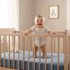 PET REJOIR 2 Pack Dusty Blue Muslin Crib Sheets for Boys & Girl- Neutral Breathable Cotton Crib Mattress Sheets Fitted for Standard 28"x 52"- Nursery Dcor No Slip Crib Bed Sheets view 4