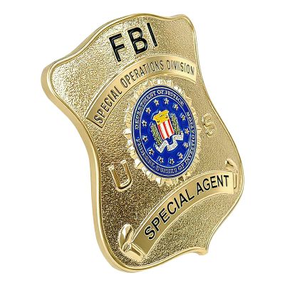 Badge for Dressing up and Role Play, Cop Cosplay Costume Accessory, Enameled & Plated, Nickel-Brass Opulent Shield Badge with Gift Box Packaging, Style3