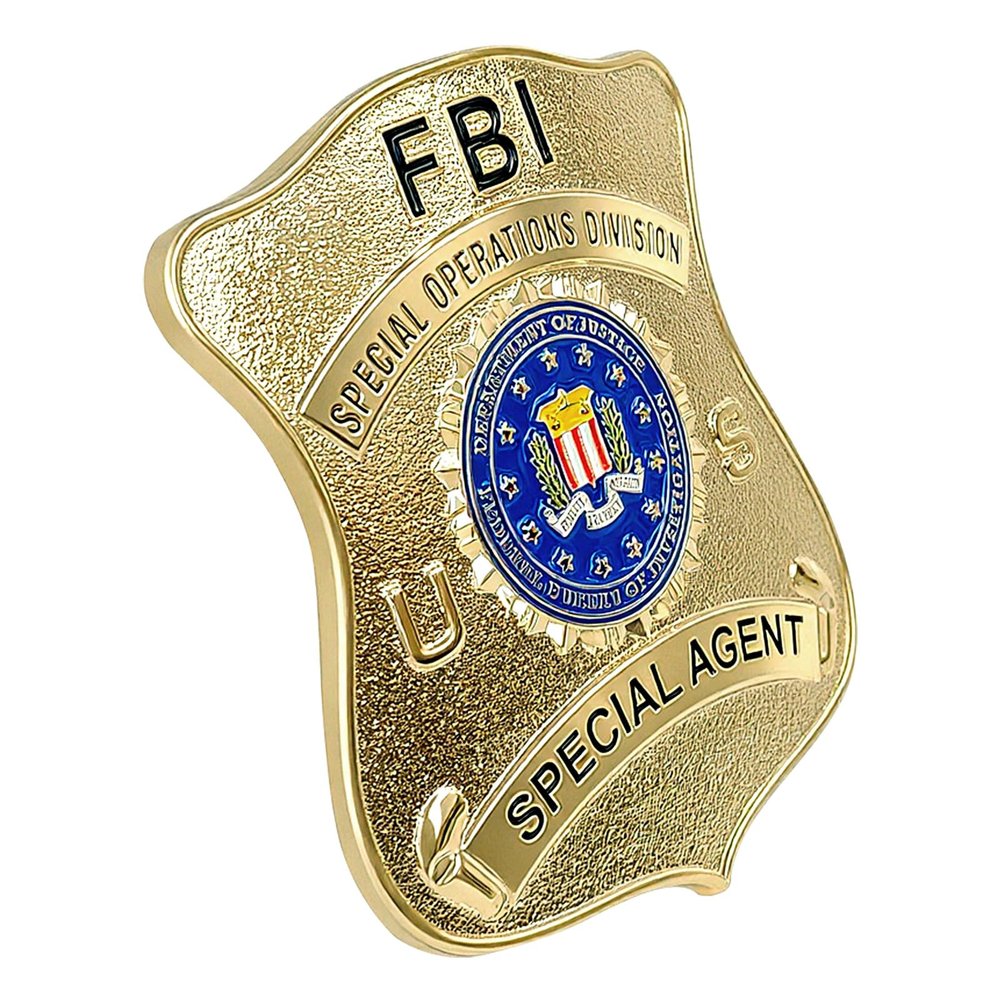 Badge for Dressing up and Role Play, Cop Cosplay Costume Accessory, Enameled & Plated, Nickel-Brass Opulent Shield Badge with Gift Box Packaging, Style3