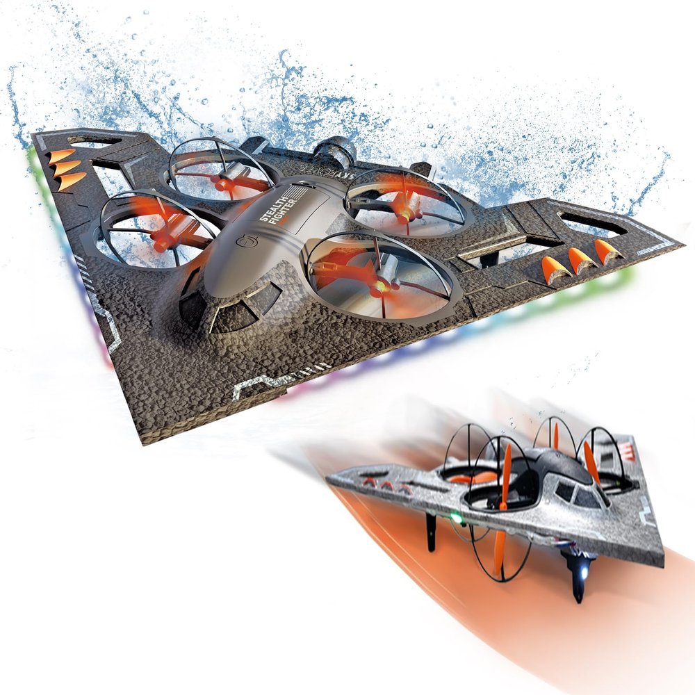 A ALPHA 3-in-1 RC Jet Plane, Remote Control Airplane  Air, Land & Water RC Airplane Fighter Jet Drone Toy for Kids & Adults