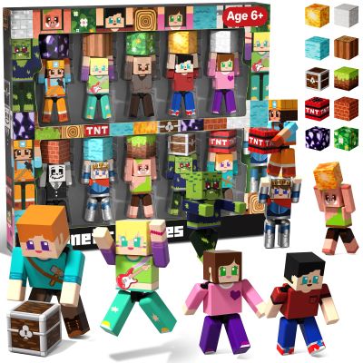 Magneverse 20 Pcs Magnetic Action Figures Playset - Magnetic Building Blocks, Magnet Cubes and Rotatable Figures Character Toys for Kids, STEM Toys, Birthday Gift for 3+ Year Old Boys Girls