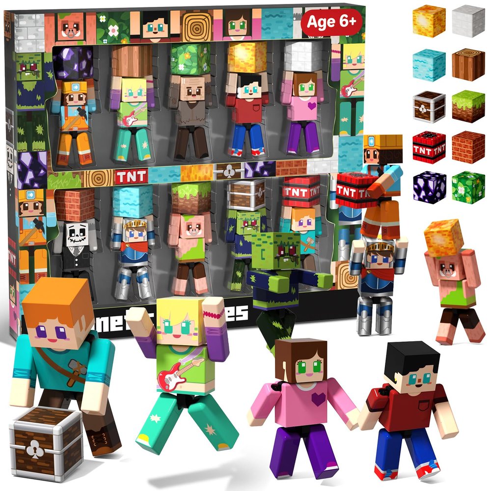 Magneverse 20 Pcs Magnetic Action Figures Playset - Magnetic Building Blocks, Magnet Cubes and Rotatable Figures Character Toys for Kids, STEM Toys, Birthday Gift for 3+ Year Old Boys Girls