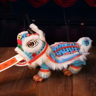 Chinese Lion Hand String Puppet with Rod, Chinese Marionette Lion Ornament Traditional, Asian Figurine Puppet, Pull String P-uppet Marionette P-uppet, for Holiday Party