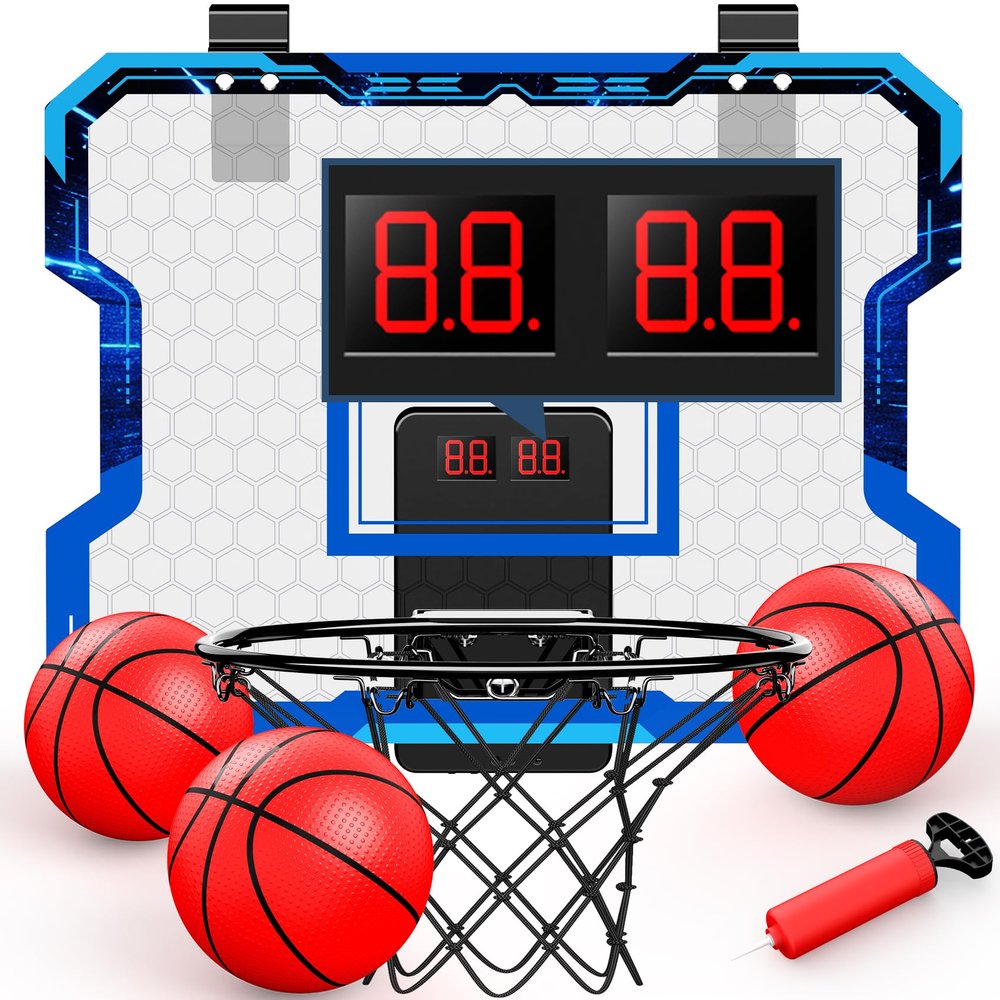 Antaha Basketball Hoop Indoor, Mini Basketball Hoop Over The Door with Scoreboard, Basketball Toys Gifts for 5 6 7 8 9 10 11 12 Year Old Boys Girls