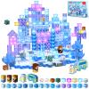 200 PCS Magnetic Blocks with Light Up Blocks - Transparent Magnetic Building Block for Kids Age 3+, Magnet Cubes Blue Castle, Magnets Toys Christmas Birthday Gift for Boys Girls 4 5 6 7 8 9 10 11 12+ view 1