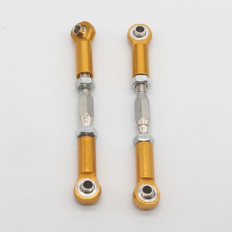 2pcs HSP 106017 166017 Aluminum Front/Rear Linkages Alloy Sonic Servos Link 08242 06016 1/10 Upgrade Parts Compatible with 94111 94188(Yellow)