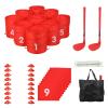 9-Hole Adults Backyard Golf Chipping Game Set, Portable Outdoor Golf Game with 2Clubs, Ideal for Golfs Beginners&Enthusiasts, Red Yard Practive Gaming for Lawn, Beach, Camping and Park (Red) view 1