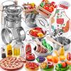 Play Kitchen Accessories, Large Stainless Steel Toddler Cooking Set, Kids Kitchen Playset with Cutting Play Food, Condiments, Chef Apron & Hat, Service Bell, Toy Food with 2 Baskets, Boys Girls Gifts. view 1
