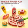 Play Kitchen Accessories, Large Stainless Steel Toddler Cooking Set, Kids Kitchen Playset with Cutting Play Food, Condiments, Chef Apron & Hat, Service Bell, Toy Food with 2 Baskets, Boys Girls Gifts. view 4