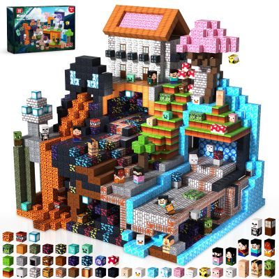 300PCS Magnetic Blocks - Magnet Building Blocks, Stacking Magents Cubes Toys Adventure Set Theme, STEM Montessori Sensory Toys for Kids Boys and Girls Ages 3 4 5 6 7 8 9 10 Christmas Birthday Gifts
