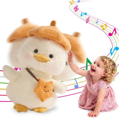 Plush Interactive Talking Duck Toy for Baby Toddler, Toys Boys Girls Gifts Singing Mimicking Repeating What You Say,Head Sway Duck with 8 English Songs for Toddlers 1-3 Years Old, White