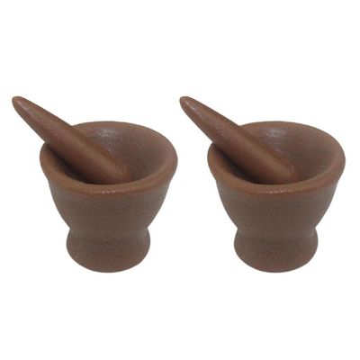 1:12 Dollhouse Mortar and Pestle Set Ceramic Kitchen Utensils Miniature Cooking Accessories for Dollhouse Kitchen Brown
