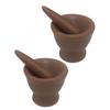 1:12 Dollhouse Mortar and Pestle Set Ceramic Kitchen Utensils Miniature Cooking Accessories for Dollhouse Kitchen Brown view 3