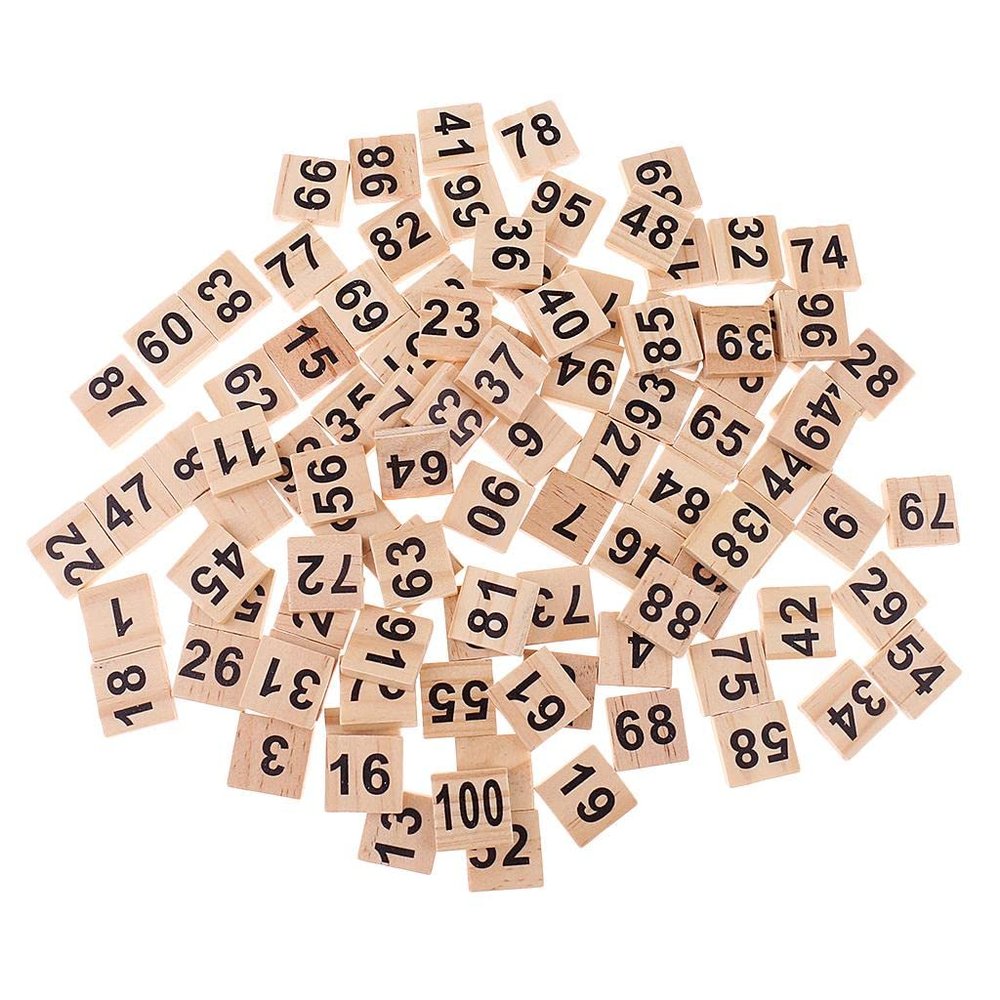 100 Wooden Number Tiles 1-100 Black Cube Blocks for Educational Games, Math Manipulatives, and Wedding Table Decorations