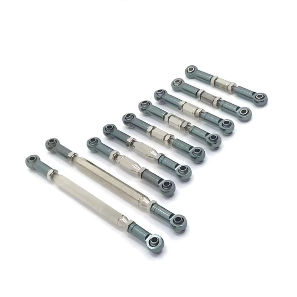 Parts For WLtoys 12423 12427 12428 12429 FY 1/12 RC Car Metal Adjustable Pull Rod Upgrade Steering Linkage Assembly(Gray)