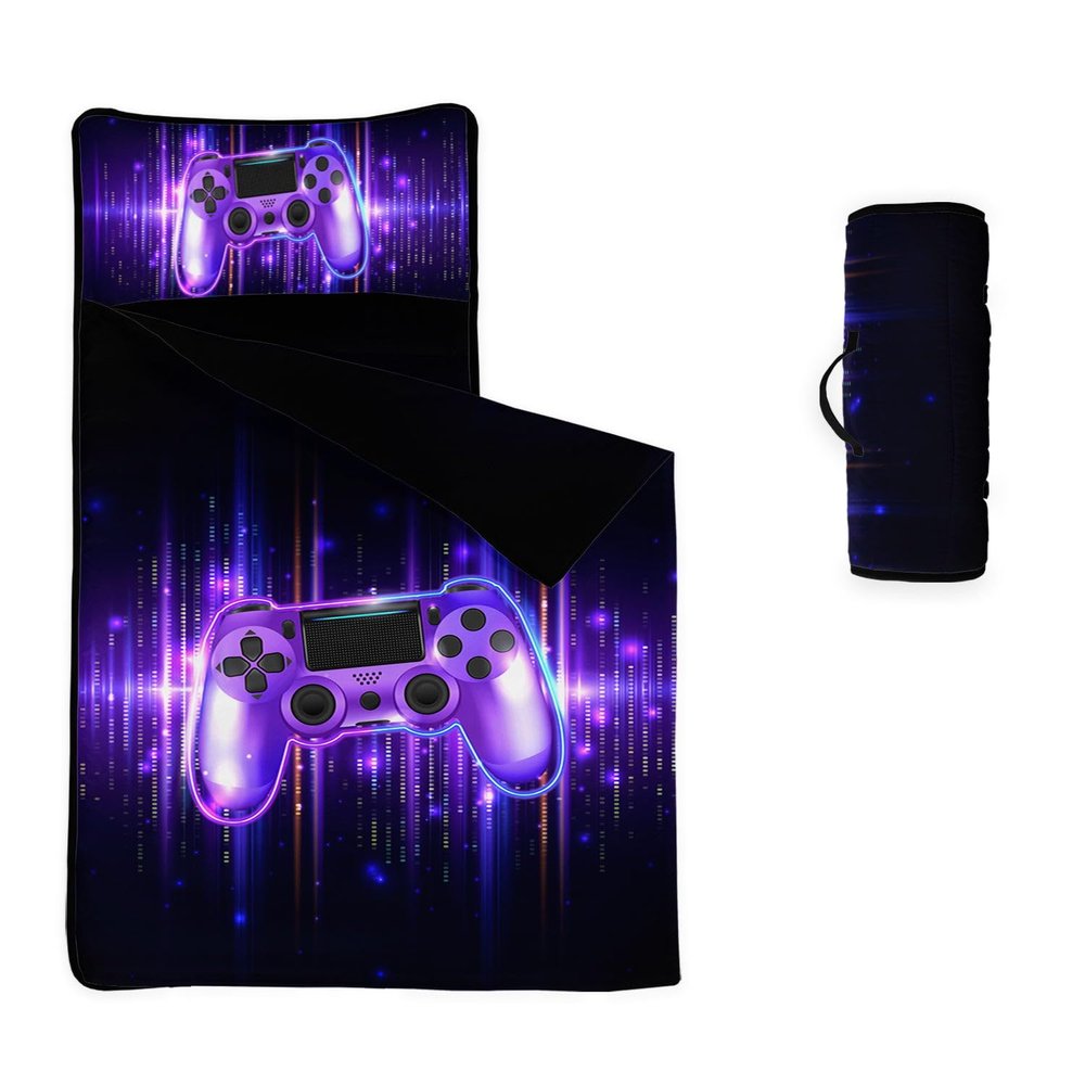 Smell Sunshine Nap Mat - Purple Game Console Sleeping Bag with Removable Pillow- Nap Mat Set for Boys Girls(Purple Game Console Standard)
