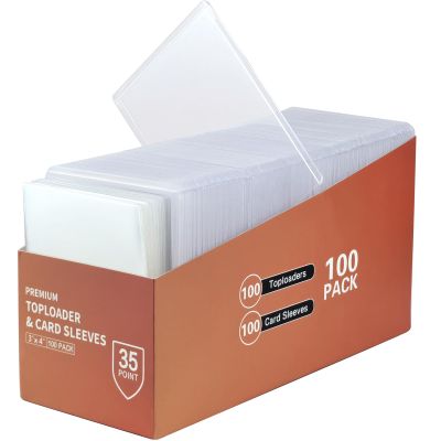 200 Count Card Sleeves Top Loaders for Cards,3"x4" Hard Plastic Card Protectors for Baseball,Sports,Football,Trading Game Cards (100 Sleeves & 100 Top Loaders)