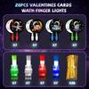 28 pack Valentines Day Gifts for Kids, LED Finger Lights with Space Astronaut themed Valentines Cards for Kids Classroom, Finger Flashlights Light Up Toys for Kids Bulk Preschool Valentines Gifts view 2