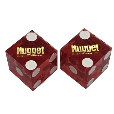 Authentic Nevada Craps Dice - Wide Selection Genuine Casino Table-Played Dice Pairs from Lake Tahoe, Reno & Other Nevada Destinations (Matching, Sparks Nugget - Red Polished)