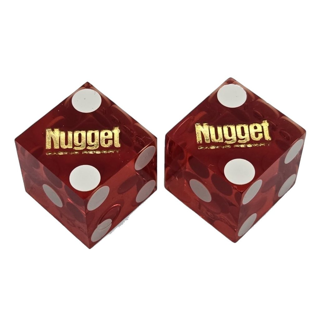 Authentic Nevada Craps Dice - Wide Selection Genuine Casino Table-Played Dice Pairs from Lake Tahoe, Reno & Other Nevada Destinations (Matching, Sparks Nugget - Red Polished)