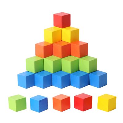 blloocod 50x Wooden Blocks, Small Cubes for Math Sorting, Creative Crafts Classroom Supplies, Building Stacking Blocks Educational Toys for School Adults, Colorful, Size L