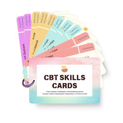CBT Cards for Adults & Teens - Cognitive Behavioral Therapy Tools for Anxiety, Depression, Stress & Trauma Relief - Mental Health Coping Skills Flash Cards