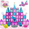 UREC 60PCS Dinosaur Toys Magnetic Tiles for Girls, Magnetic Building Blocks Sensory Dino Toy for Girl Ages 3-5 4-8 Year Old, Girl Toys Dinosaur Decorations Birthday Gifts for 3+ Years Old Kids Boys view 1