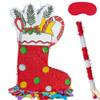 PCFING 21.6 Inch Christmas Stocking Piata with 30 Inch Piata Stick Blindfold Confetti for Boy Girl Adults Xmas Party Game Decorations view 1