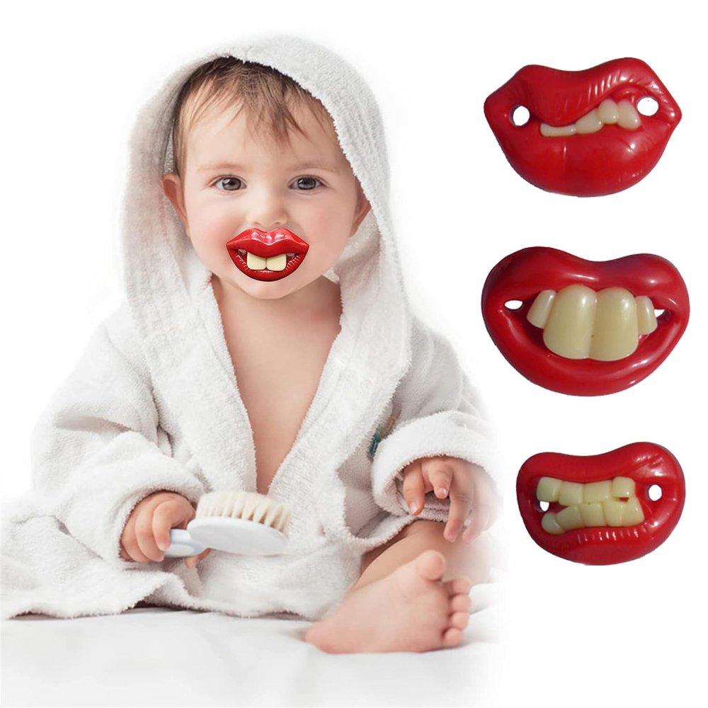 Baby Funny Pacifier, Funny Pacifiers for Babies,Silicone FunnyPacifier Dummy Nipple Teethers Toddler Gift,Silicone Nipple Ring Grip Children Pacifier Lovely Kissable Pacifiers,Child Gift (Set A)