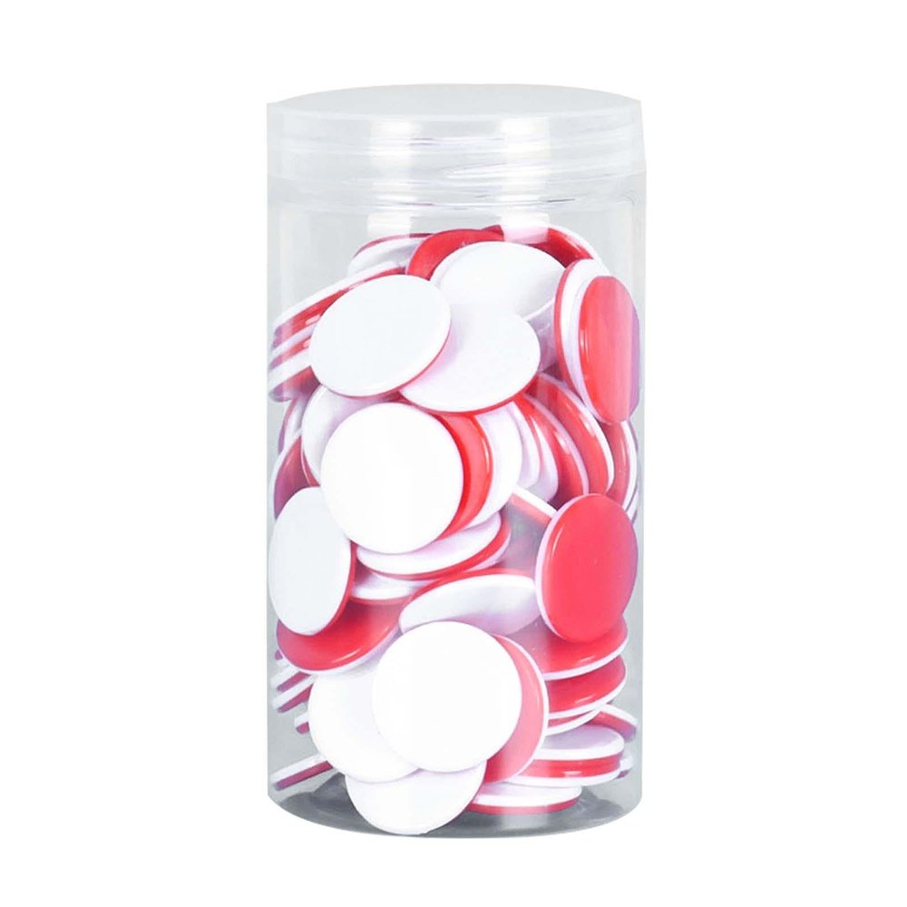 100 Pieces Math Counters for Kids Two Color Red White Counters with Storage Bucket Bingo Chip Learning Tools for Classroom