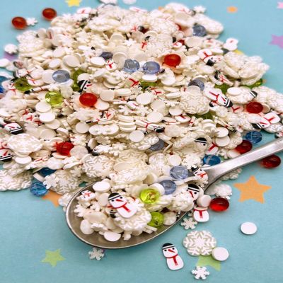 Christmas Lights Frosty Snow Caviar Pearl Sprinkle Mix, Holiday Faux Pearls for Crafts, Slime, Resin, Nail Art, Decoden Decoration Supplies (Container)