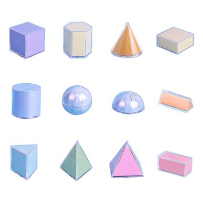 blloocod 12-Piece 3D Geometric Solids Set, Montessori Learning Toys for Elementary School, Geometric Shapes Blocks with Foldable Nets for Math Education
